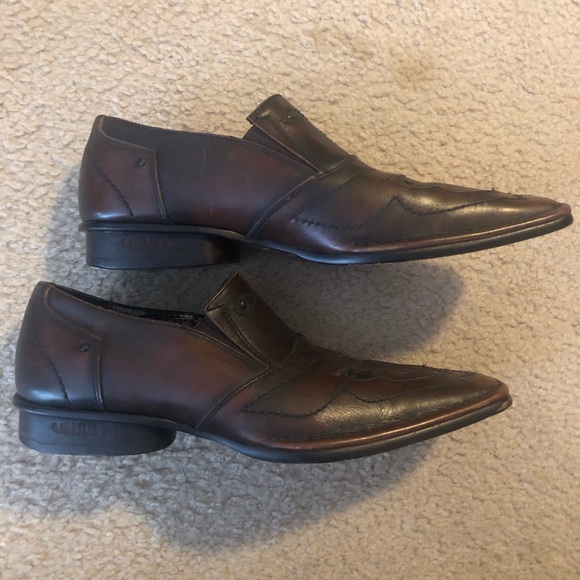 Lounge By Mark Nason Studded U Rock Loafers Brown Leather Mens Sz 8 Square Toe - Picture 7 of 13